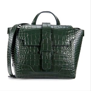 NWT SENREVE Mini Maestra Green Croc Embossed Leather Convertible Crossbody Bag
